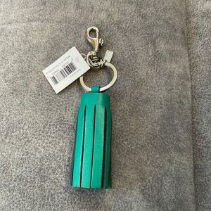 New Coach Green Tassel Key Chain Bag Charm with Tag